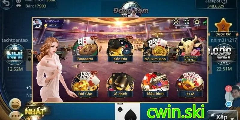 Giao diện bắt mắt của game bài Cwin